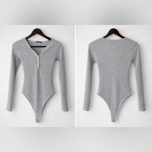 Zara Heather Gray Long Sleeve Bodysuit